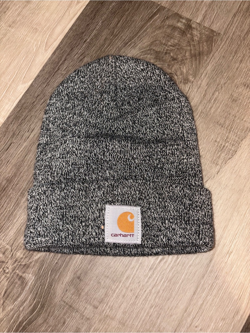 Carhartt Marled Black and Gray Knit Cuffed Beanie